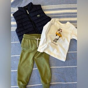 Kids Puffer Vest, Graphic Tee, and Joggers Set